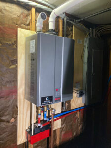 Plumbing Installation Tankless Water Heater in PA tankless water heater in PA installed in home